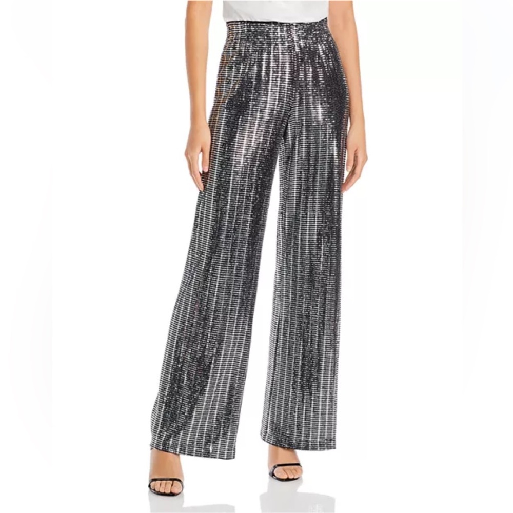 Alice + Olivia Elba Metallic Wide Leg Pants